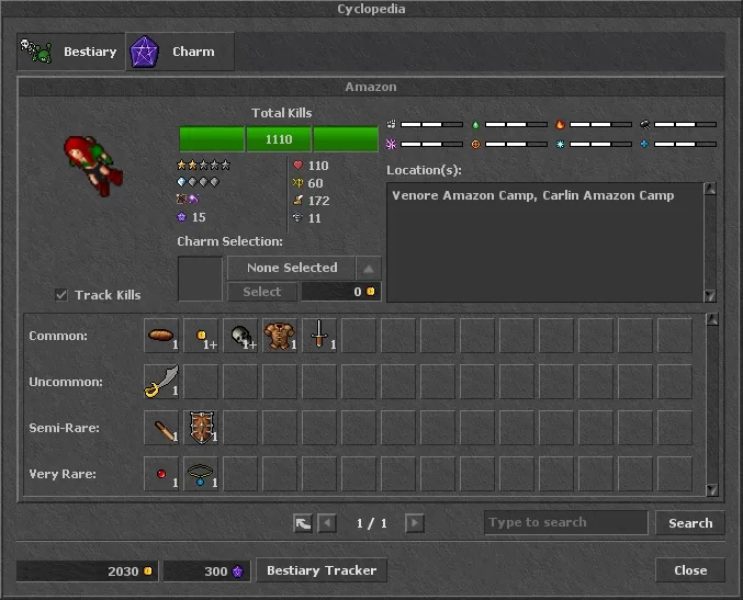 Bestiary entry details